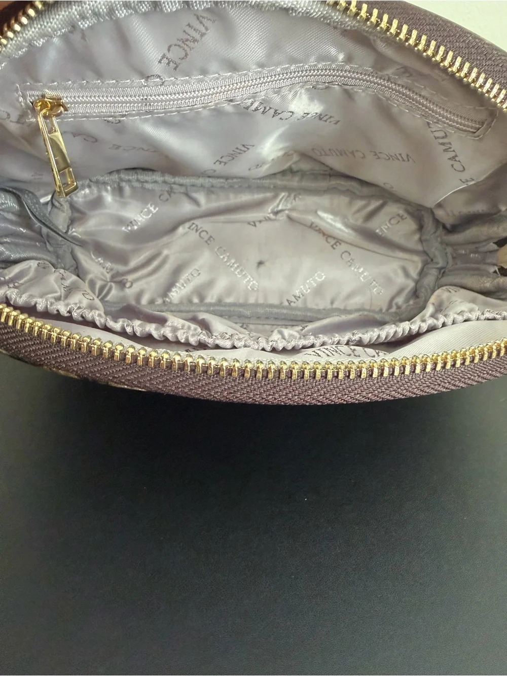 Vince Camuto Leopard Print Cosmetic Pouch - Brown/Black/Gold